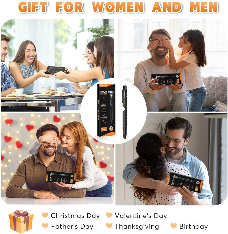 WERMARS Stocking Stuffers for Men Gifts,Gifts for Men, 9 in 1 Multitool Pen, Christmas Gadgets Gifts for Dad from Kids, Birthday Gift for Him,Gifts for Adults Husband, Boyfriend, Grandpa (Black) - Image 2